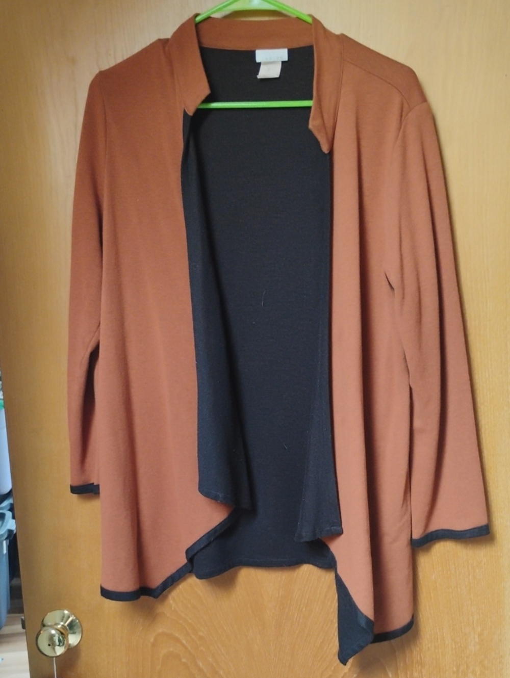 Open-Front Cardigan Sweater - Rust/Black